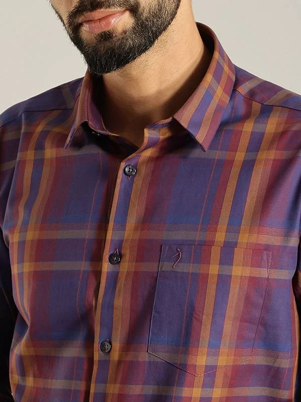 Indian Terrain Men's Slim Fit Full Sleeve Checkered Multicolor Shirt